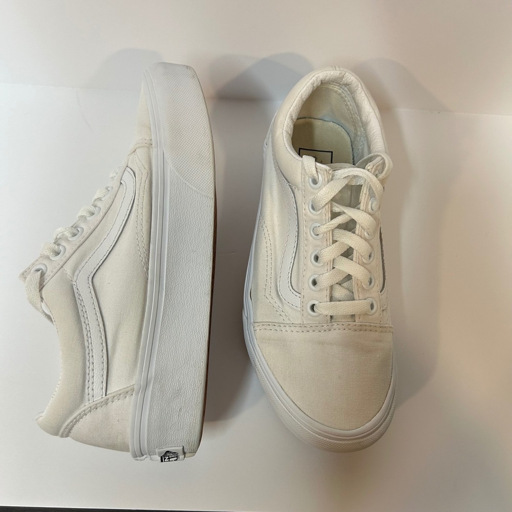 Vans Old Skool Stacked White Canvas Platform Sneakers Low Top Shoes Women 6